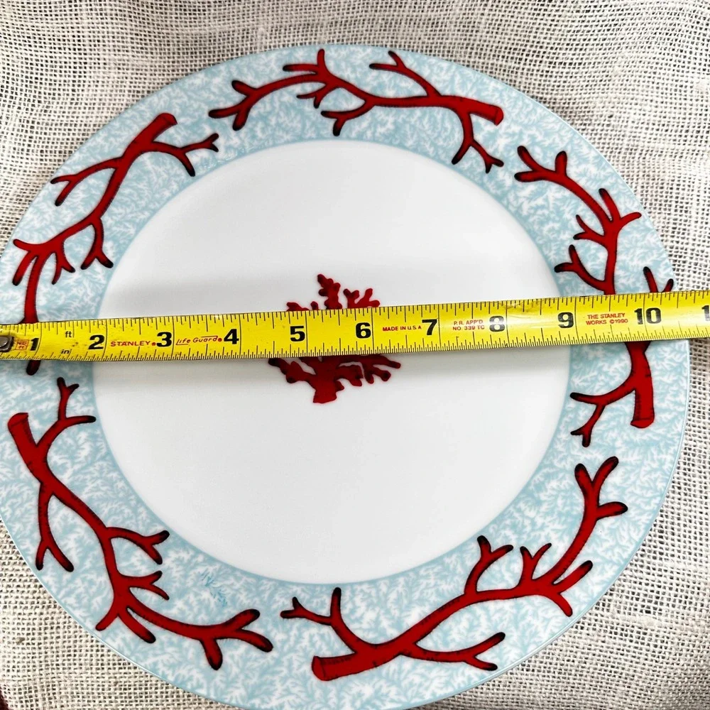 Z Gallerie Coral Reef Dinner Plate 11 Blue Red White Porcelain Coastal Retired